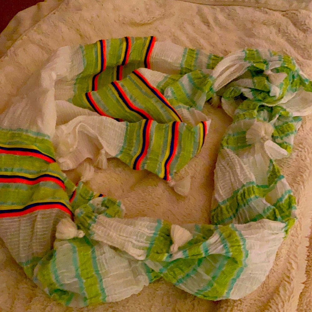 Striped JCrew scarf wrap with tassels